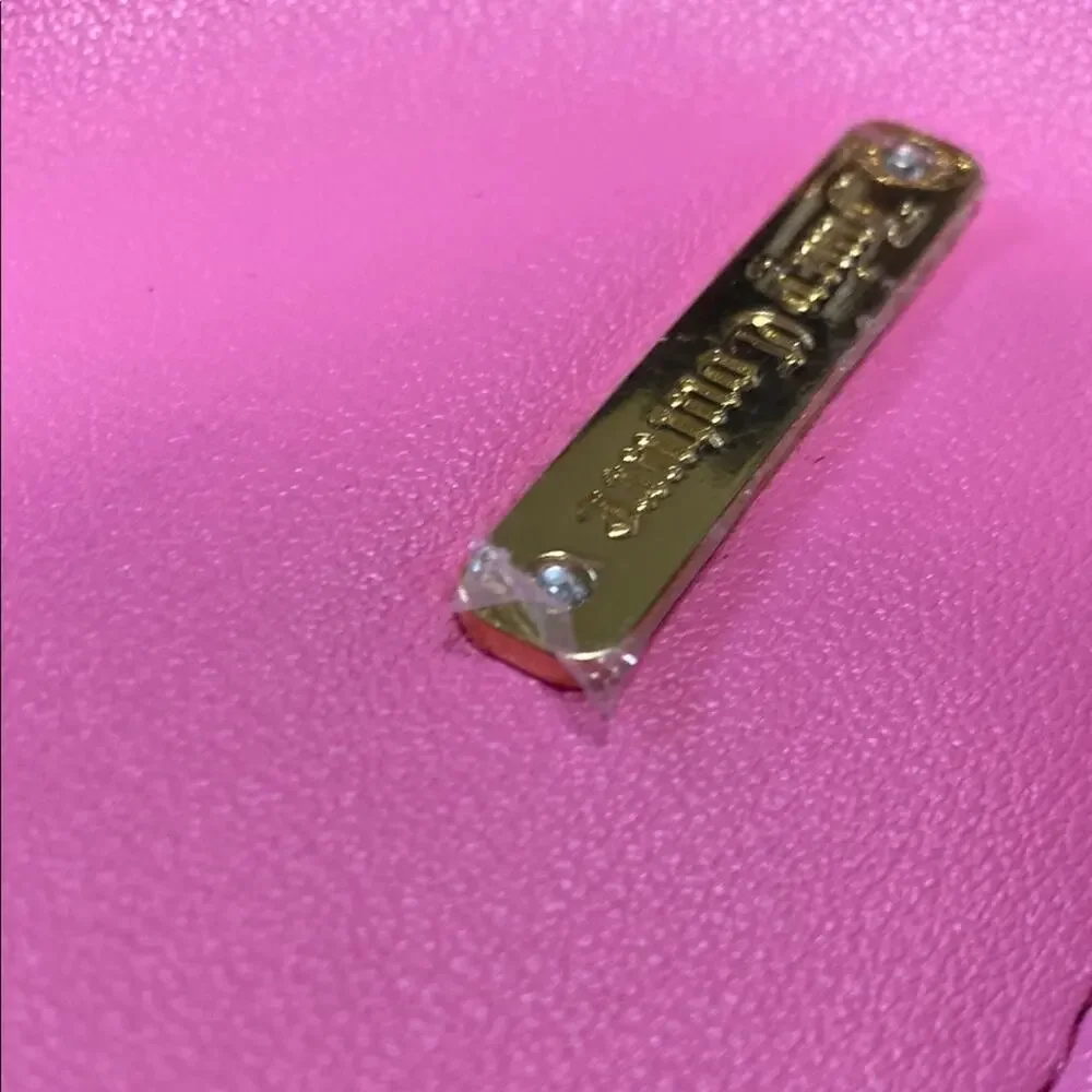 Juicy Couture “Just Say Oui!” Pink Red Glossy + Velvet Tote Bag w/ Charm Gold